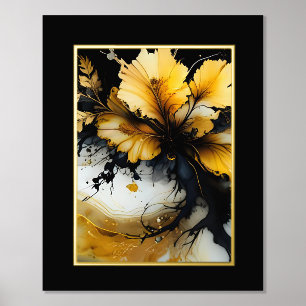 Marmor aus schwarzem Gold, Blume Foliendrucke