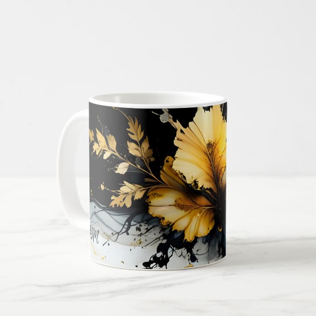 Marmor aus schwarzem Gold, Blume Kaffeetasse (Vorderseite Links)