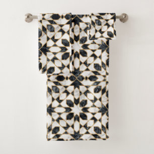 Marmor aus schwarzem und weißem Marmor Badhandtuch Set