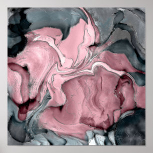 Marmor aus weißer Rose - Pastellpinke, grau und si Poster