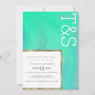 Marmor-Bold-Mintgrün-Typografie-Hochzeit Einladung