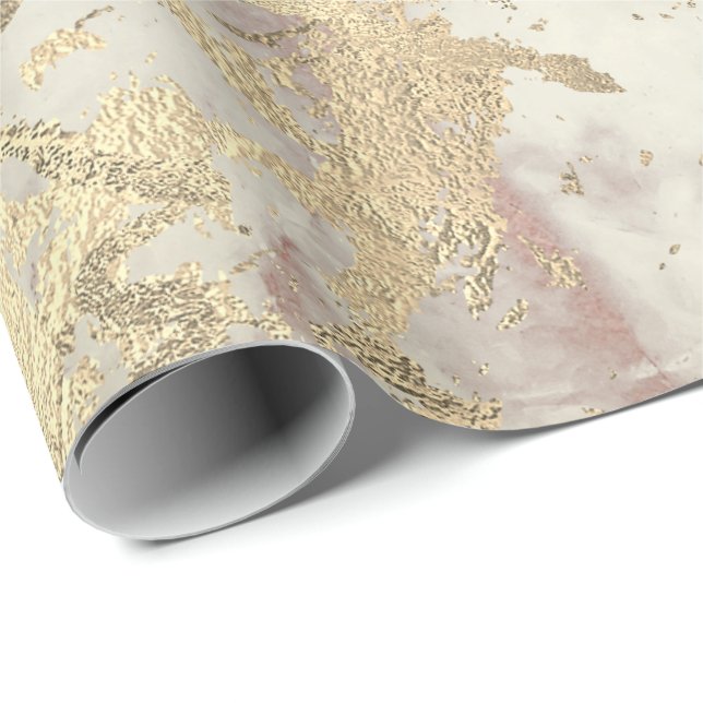 Marmor Champaigne Gold Gray Rose Metalle Stroke Geschenkpapier (Rolleneckpunkt)
