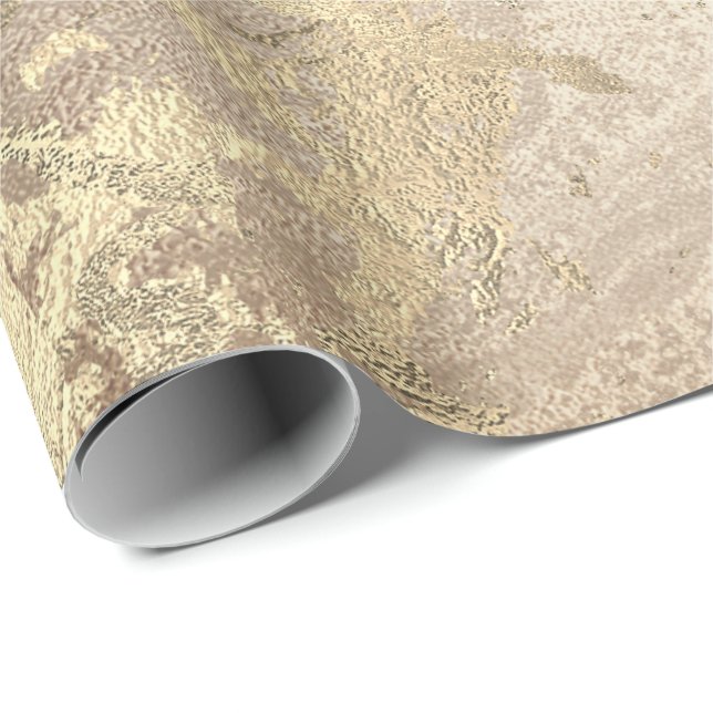 Marmor Champaigne Gold Gray Rose Metalle Strokes Geschenkpapier (Rolleneckpunkt)