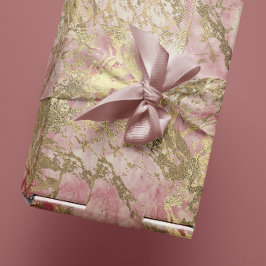 Marmor Champaigne Gold Peony Pink Metal Strokes Geschenkpapier
