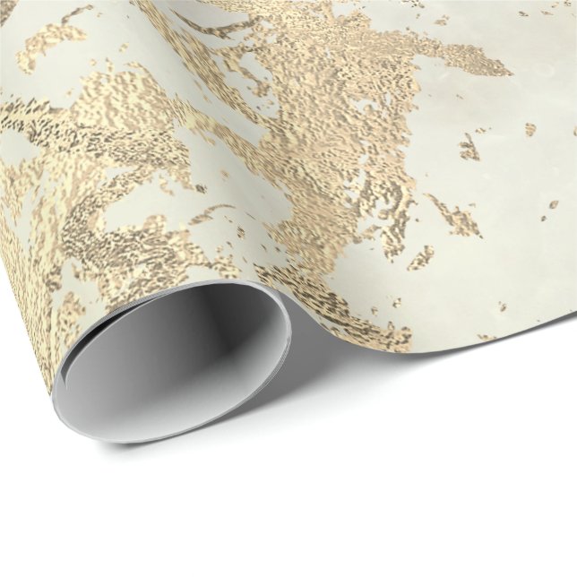 Marmor Champaigne Gold Sepia Cream Metalle Strokes Geschenkpapier (Rolleneckpunkt)