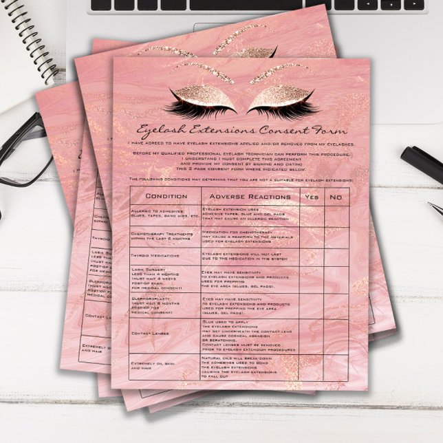 Marmor der Eyelash Extension Liability Waiver Rose Flyer (Von Creator hochgeladen)