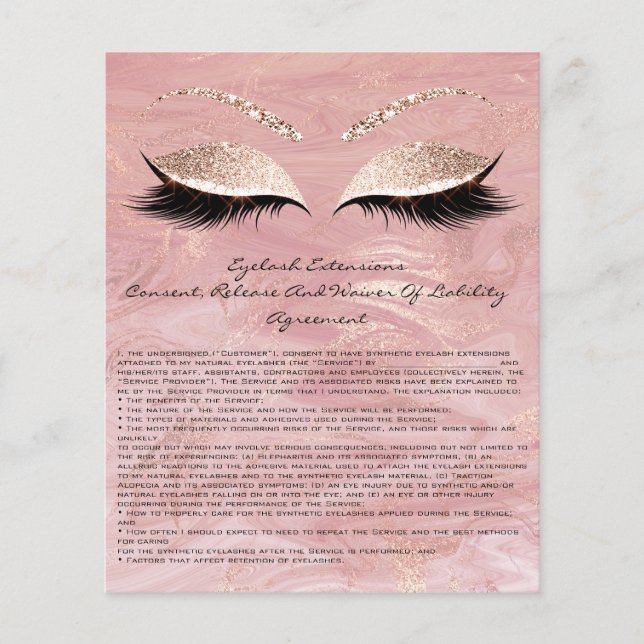 Marmor der Eyelash Extension Liability Waiver Rose Flyer (Vorne)