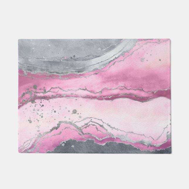 Marmor der Rose - Pastellfarben, grau und silber Fußmatte (Vorderseite)