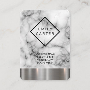 Marmor Diamond Border Silver Metallic Trimm Visitenkarte