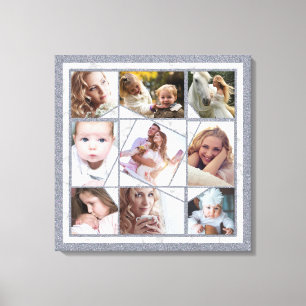 Marmor Familien-Foto-Collage 9 Instagram Bild-  Leinwanddruck