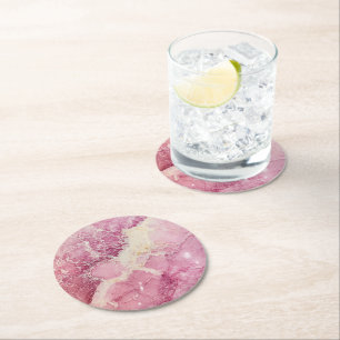 Marmor-Farbe Rosa Muster Runder Pappuntersetzer
