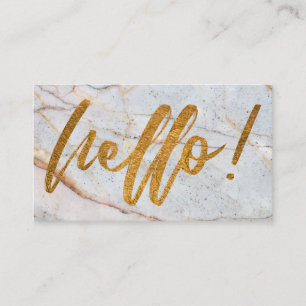 Marmor & Faux Goldfolie Hallo, Handschrift Schrift Visitenkarte