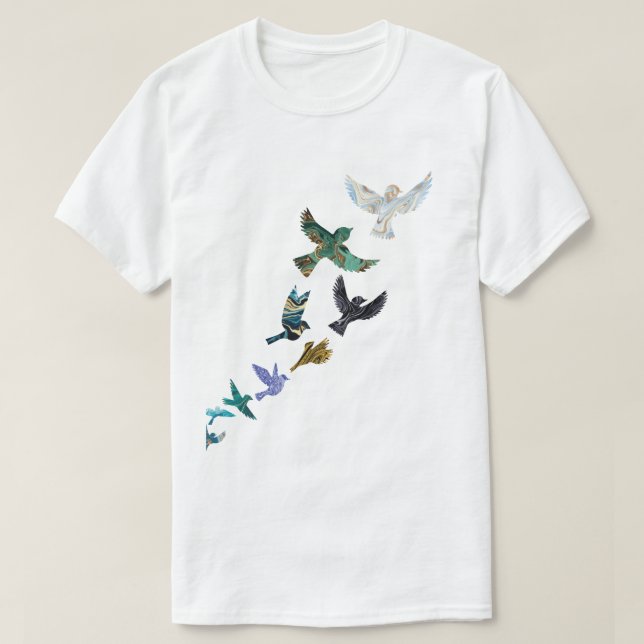 Marmor Fliegender Vögel T - Shirt (Design vorne)