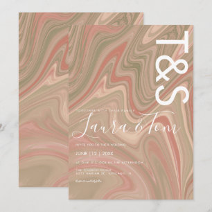 Marmor Flüssig Terrakotta Achat Typografie Hochzei Einladung