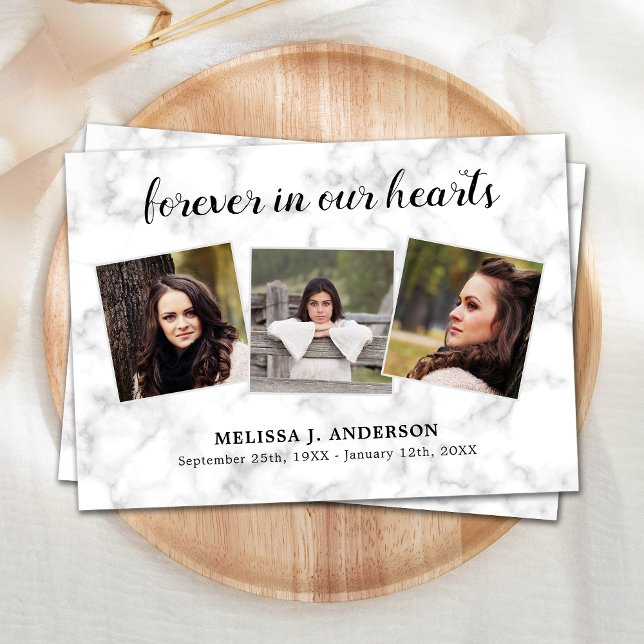 Marmor für immer in unserem Herzen Beileid Beerdig Dankeskarte (Von Creator hochgeladen)