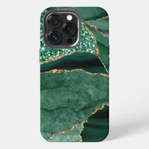 Marmor-Geode Gold Grün Glitter Achat iPhone 13 Pro Hülle