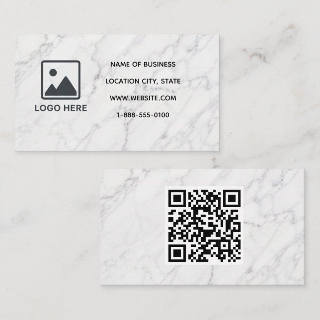 Marmor-Geschäftskarten-Vorlage mit QR-Code Visitenkarte (Vorne/Hinten)