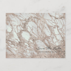 Marmor Glam Rose Pink Gold Silber Save the Date Ankündigungspostkarte