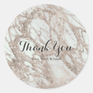 Marmor Glam Rose Rosa Gold Silber Designer Geschen Runder Aufkleber