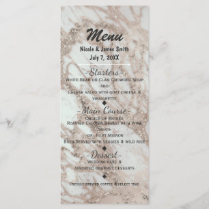 Marmor Glam Rose Rosa Gold Silber Party-Menükarte Menükarte