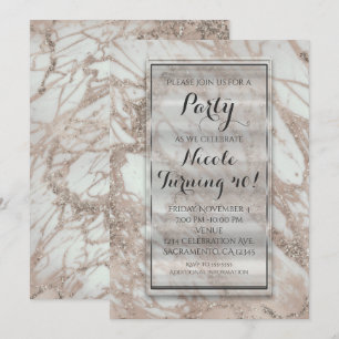 Marmor Glamour Rose Pink Gold Silber Party-Einladu Einladung