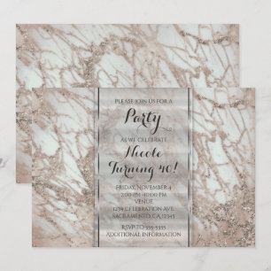 Marmor Glamour Rose Pink Gold Silber Party-Einladu Einladung