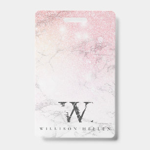 Marmor Glitter Luxus-Monogramm Ausweis