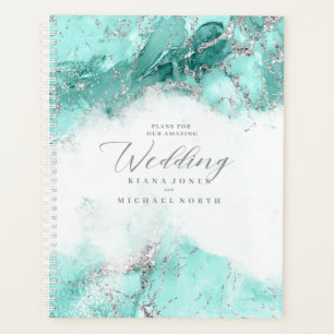 Marmor-Glitzer Hochzeit Aquamarin Silver ID644 Planer