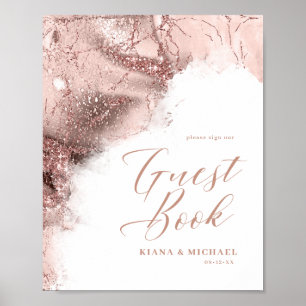 Marmor Glitzer Hochzeit Gäste Rose Gold ID644 Poster