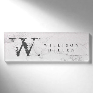 Marmor Glitzer Luxury Monogramm Namenschild