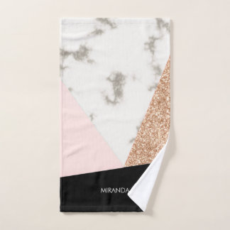 Marmor Glitzer Rose Mosaik Badhandtuch Set