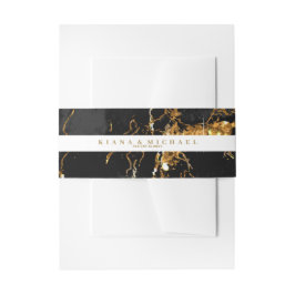 Marmor Glitzer Wedding Black V2 ID644 Einladungsbanderole