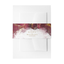 Marmor Glitzer Wedding Burgundy Gold V1 ID644 Einladungsbanderole