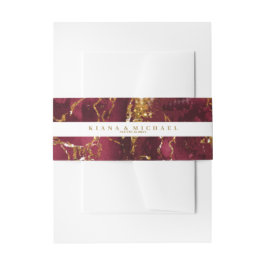 Marmor Glitzer Wedding Burgundy Gold V2 ID644 Einladungsbanderole