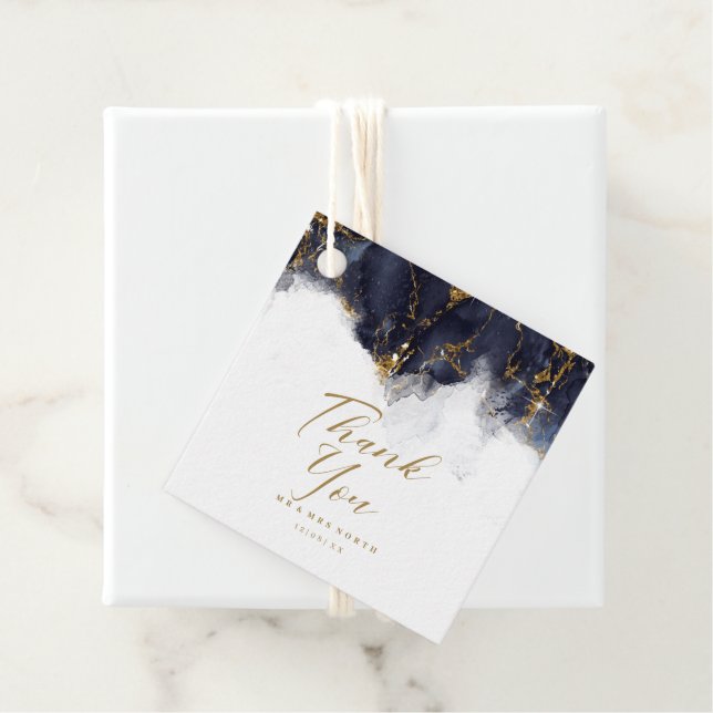 Marmor Glitzer Wedding Dank Navy Blue Gold ID644 Geschenkanhänger (Beispiel)