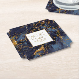 Marmor Glitzer Wedding Mr & Mrs Navy Blue ID644 Untersetzer