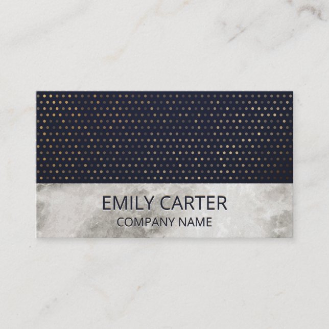 Marmor | Gold Dot Muster | Luxury Dark Blue Visitenkarte (Vorderseite)