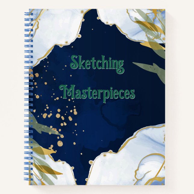 Marmor & Gold in Midnight Blue Notizbuch (Vorderseite)