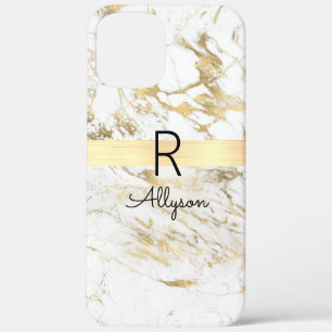 Marmor-Goldbarren mit schwarzem Namensmonogramm in Case-Mate iPhone Hülle
