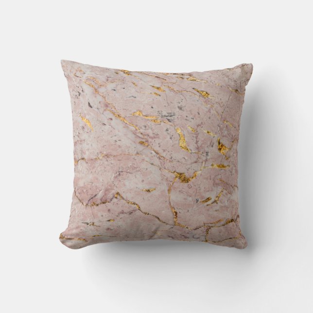Marmor Golden Rose Texture Throw Kissen (Vorderseite)