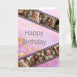 Marmor & Goldfilm Streifen Foto Happy Birthday Car Einladung