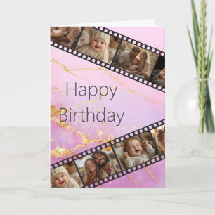 Marmor & Goldfilm Streifen Foto Happy Birthday Car Einladung