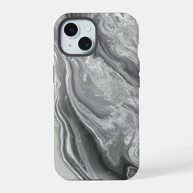 Marmor Gray Light einfache Hintergrund iPhone 15 Hülle (Rückseite)