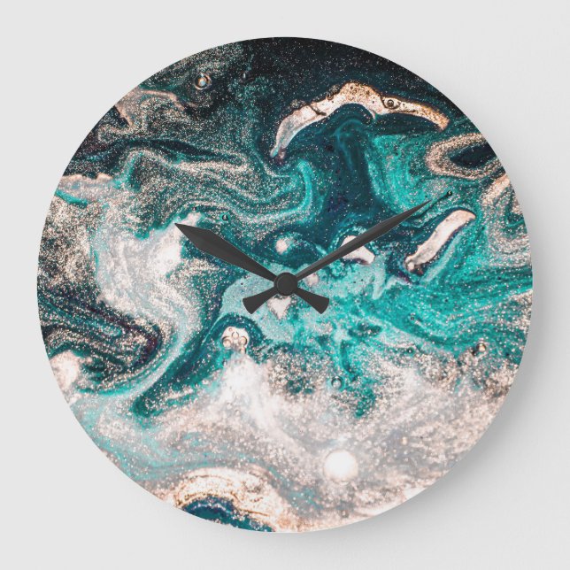 Marmor Handmade: Traditionelle Luxus Textur. Große Wanduhr (Vorderseite)