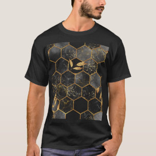Marmor Hexagon, goldene Blätter Textur. T-Shirt