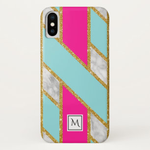 Marmor IMITATE Gold Gliz Pink Blue Lattice Monogra Case-Mate iPhone Hülle