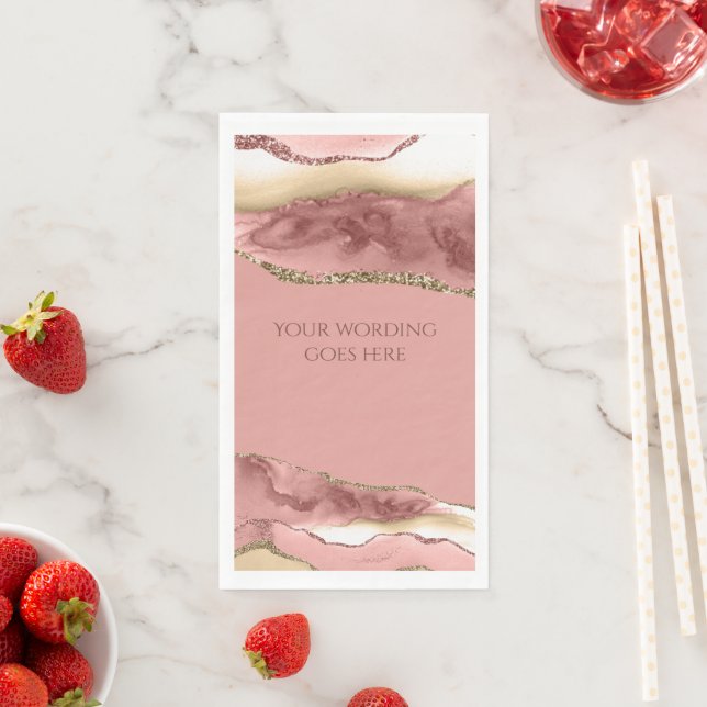 Marmor Imitate Rosa Rosa Rosa Age Geode Aquarell Serviette (Beispiel)