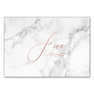 Marmor Imitate Rose Gold Romantische Kalligraphie Tischnummer