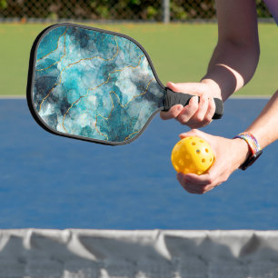 Marmor in Blau und Grau Pickleball Schläger
