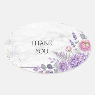 Marmor-Lavendel-Roségold-Hochzeit-Danke Ovaler Aufkleber